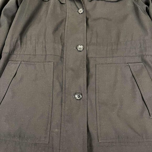 Gallery Coat Women PM Black Removeable Hood Lined Button Zip Long Sleeve Jacket - Picture 5 of 5